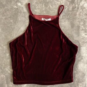 Burgundy velvet crop top